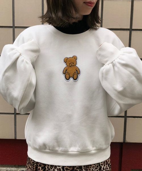 3632　USA製　オニータ　くま　アニマル　長袖　スウェット　裏起毛　白 3632 USA製 オニータ くま アニマル 長袖 スウェット 裏起毛 白