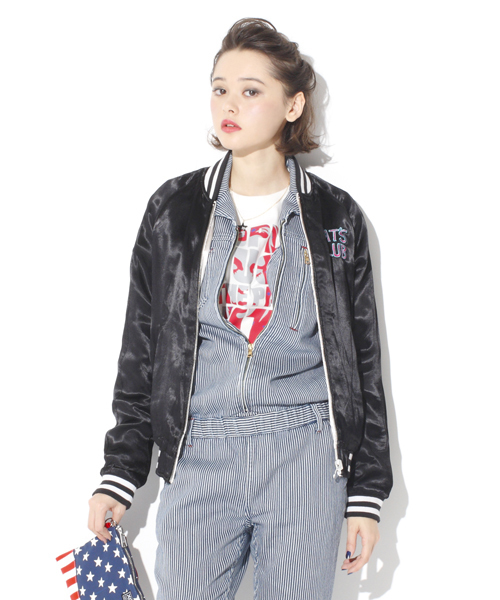 X-girl(エックスガール)の「EMBROIDERY RVS JUMPER(ブルゾン・レディース・ブラック/ブルー・1/2)」の19枚目の写真