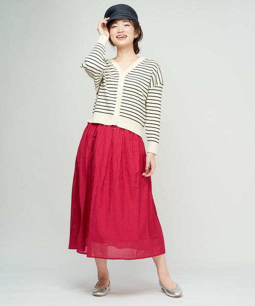 DISCOAT（ディスコート）の「リブカーディガン（カーディガン/ボレロ・レディース・ネイビー/レッド/サックスブルー/グリーン/ブラック系その他/オフホワイト/ライトグレー・ﾌﾘ-）」の9枚目の写真