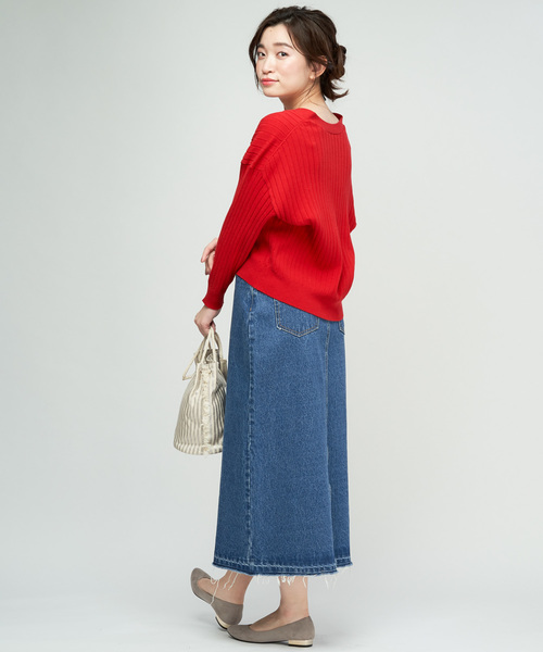 DISCOAT（ディスコート）の「リブカーディガン（カーディガン/ボレロ・レディース・ネイビー/レッド/サックスブルー/グリーン/ブラック系その他/オフホワイト/ライトグレー・ﾌﾘ-）」の13枚目の写真