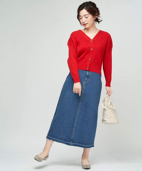 DISCOAT（ディスコート）の「リブカーディガン（カーディガン/ボレロ・レディース・ネイビー/レッド/サックスブルー/グリーン/ブラック系その他/オフホワイト/ライトグレー・ﾌﾘ-）」の14枚目の写真