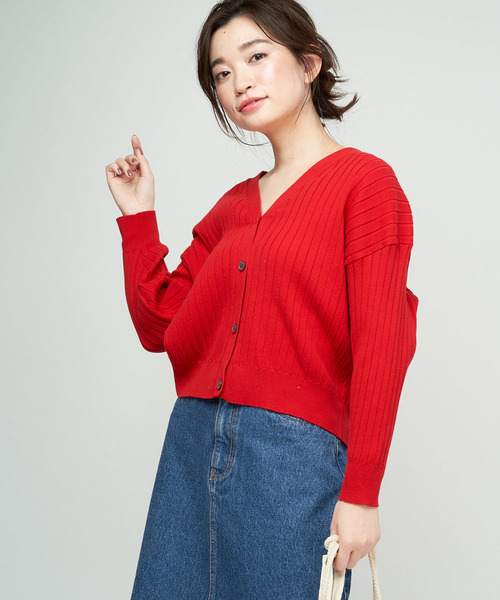 DISCOAT（ディスコート）の「リブカーディガン（カーディガン/ボレロ・レディース・ネイビー/レッド/サックスブルー/グリーン/ブラック系その他/オフホワイト/ライトグレー・ﾌﾘ-）」の16枚目の写真