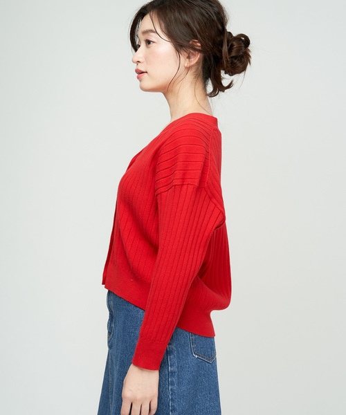 DISCOAT（ディスコート）の「リブカーディガン（カーディガン/ボレロ・レディース・ネイビー/レッド/サックスブルー/グリーン/ブラック系その他/オフホワイト/ライトグレー・ﾌﾘ-）」の17枚目の写真