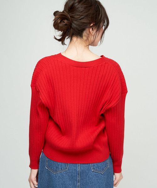 DISCOAT（ディスコート）の「リブカーディガン（カーディガン/ボレロ・レディース・ネイビー/レッド/サックスブルー/グリーン/ブラック系その他/オフホワイト/ライトグレー・ﾌﾘ-）」の18枚目の写真