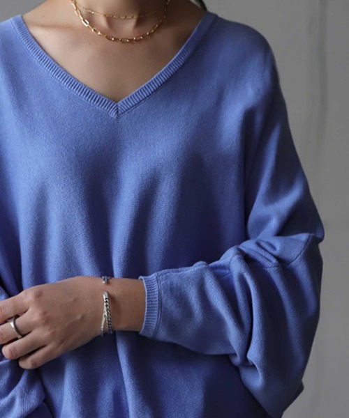 antiqua（アンティカ）の「綿100%コットンワイドニット（ニット/セーター・レディース・ブラック/ベージュ/オフホワイト/杢グレー/パープル系その他/ベージュ系その他/ブラウン系その他2/カーキ/ブルー系その他/ブラウン系その他/グリーン系その他/ピンク系その他/ベージュ系その他2/サックスブルー/ブルー系その他2/ライラック/グリーン・FREE）」の12枚目の写真