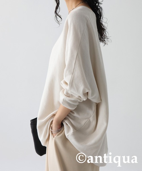 antiqua（アンティカ）の「綿100%コットンワイドニット（ニット/セーター・レディース・ブラック/ベージュ/オフホワイト/杢グレー/パープル系その他/ベージュ系その他/ブラウン系その他2/カーキ/ブルー系その他/ブラウン系その他/グリーン系その他/ピンク系その他/ベージュ系その他2/サックスブルー/ブルー系その他2/ライラック/グリーン・FREE）」の21枚目の写真