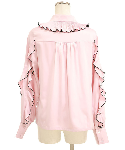 lissi Boutique（リージーブティック）の「襟袖フリル付きシャツ（シャツ/ブラウス・レディース・ライトパープル/ホワイト/ピンク・FREE）」の6枚目の写真