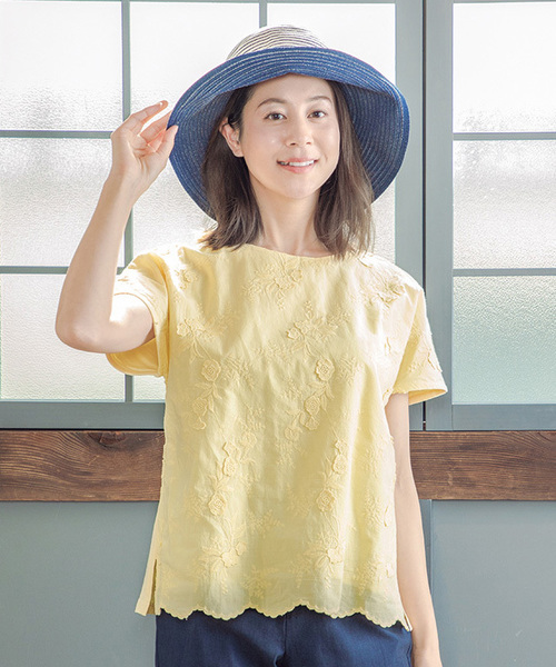 DECOY SINCE 1981(デコイシンスイチキュウハチイチ)の「◇カタログ掲載◇刺しゅうプルオーバー(Tシャツ/カットソー・レディース・ホワイト/ネイビー/イエロー・LL/M size/L size)」の15枚目の写真
