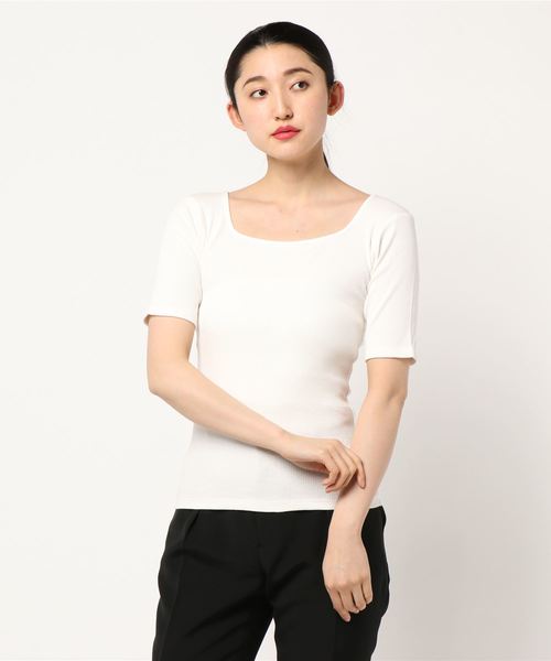 LOWRYS FARM（ローリーズファーム）の「スクエアリブタイトＳＳ　837871（Tシャツ/カットソー・レディース・ブラック/ブラウン/オフホワイト/グリーン/ベージュ・MEDIUM/LARGE）」の15枚目の写真