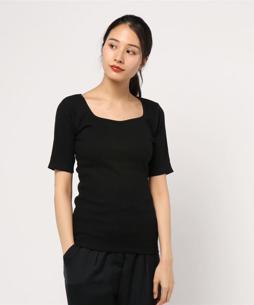 LOWRYS FARM（ローリーズファーム）の「スクエアリブタイトＳＳ　837871（Tシャツ/カットソー・レディース・ブラック/ブラウン/オフホワイト/グリーン/ベージュ・MEDIUM/LARGE）」の16枚目の写真