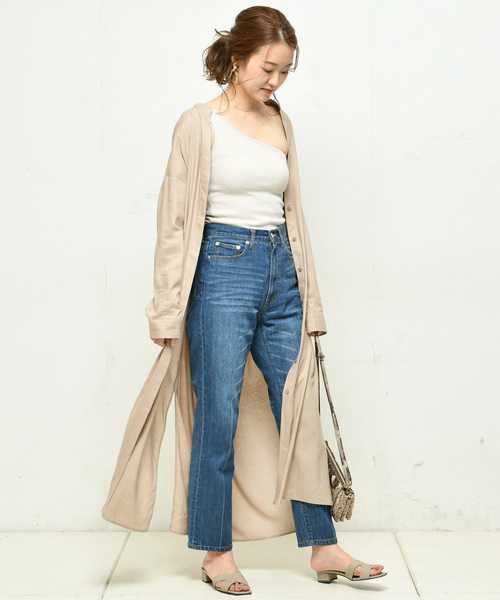 DouDou(ドゥドゥ)の「マキシシャツワンピース(ワンピース・レディース・ベージュ/ダークブラウン/ホワイト・FREE)」の17枚目の写真