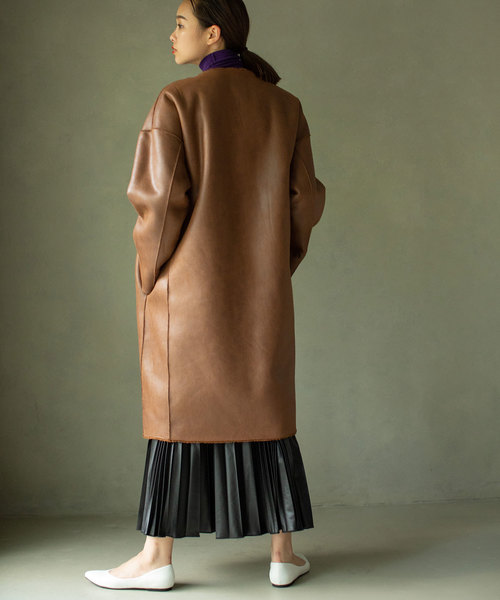 MARECHAL TERRE(マルシャルテル)の「リバーシブルビックシルエットムートンコート(ムートンコート・レディース・ブラック/ブラウン/カーキ/モカ・SMALL/MEDIUM)」の15枚目の写真