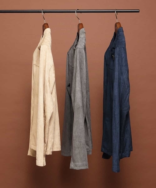 MK MICHEL KLEIN HOMME （エムケーミッシェルクランオム）の「ライダースブルゾン / ポンチスエード（ライダースジャケット・メンズ・チャコールグレー/ベージュ/ネイビー・46/48/51）」の6枚目の写真