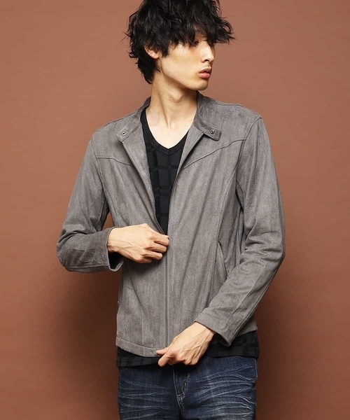 MK MICHEL KLEIN HOMME （エムケーミッシェルクランオム）の「ライダースブルゾン / ポンチスエード（ライダースジャケット・メンズ・チャコールグレー/ベージュ/ネイビー・46/48/51）」の9枚目の写真