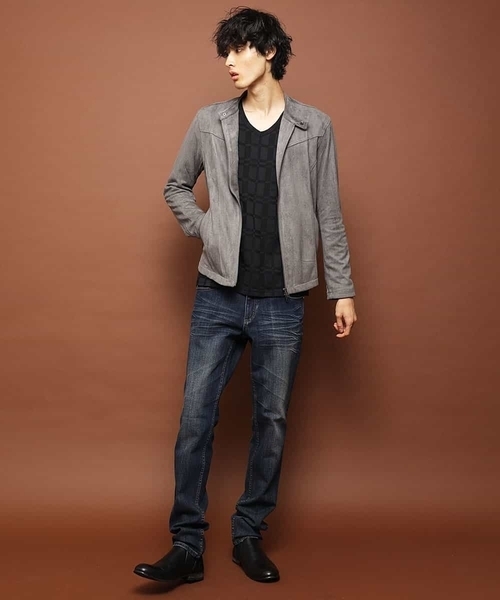 MK MICHEL KLEIN HOMME （エムケーミッシェルクランオム）の「ライダースブルゾン / ポンチスエード（ライダースジャケット・メンズ・チャコールグレー/ベージュ/ネイビー・46/48/51）」の10枚目の写真