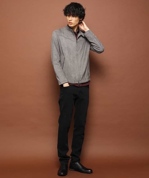 MK MICHEL KLEIN HOMME （エムケーミッシェルクランオム）の「ライダースブルゾン / ポンチスエード（ライダースジャケット・メンズ・チャコールグレー/ベージュ/ネイビー・46/48/51）」の12枚目の写真