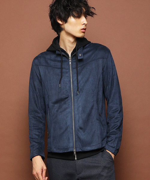 MK MICHEL KLEIN HOMME （エムケーミッシェルクランオム）の「ライダースブルゾン / ポンチスエード（ライダースジャケット・メンズ・チャコールグレー/ベージュ/ネイビー・46/48/51）」の3枚目の写真