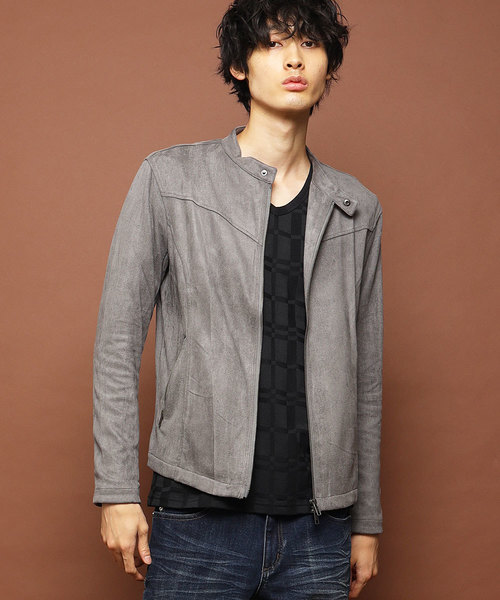 MK MICHEL KLEIN HOMME （エムケーミッシェルクランオム）の「ライダースブルゾン / ポンチスエード（ライダースジャケット・メンズ・チャコールグレー/ベージュ/ネイビー・46/48/51）」の2枚目の写真