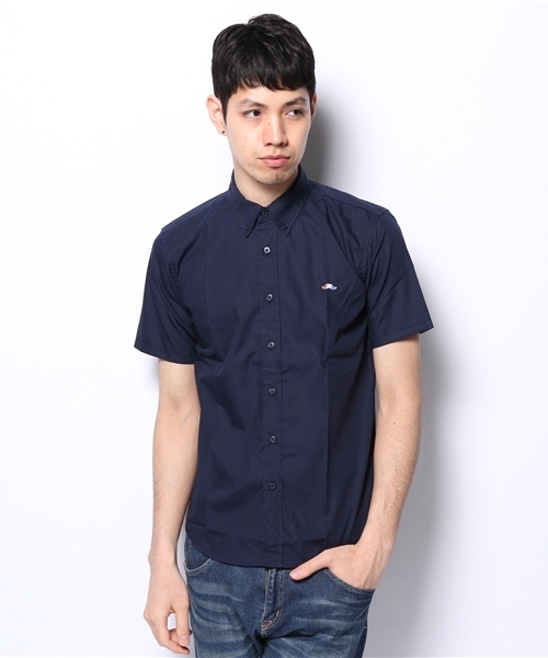 WHO'S WHO gallery（フーズフーギャラリー）の「【BOYMAN】トリコブロードB/D半袖シャツ（シャツ/ブラウス・メンズ・ホワイト/ネイビー・X-SMALL/MEDIUM/SMALL/LARGE）」の9枚目の写真