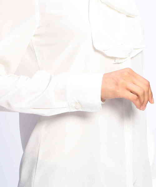 NARACAMICIE(ナラカミーチェ)の「ファインラスターサテンボウタイ長袖ブラウス(シャツ/ブラウス・レディース・ホワイト/カーキ・SMALL/MEDIUM/LARGE)」の16枚目の写真