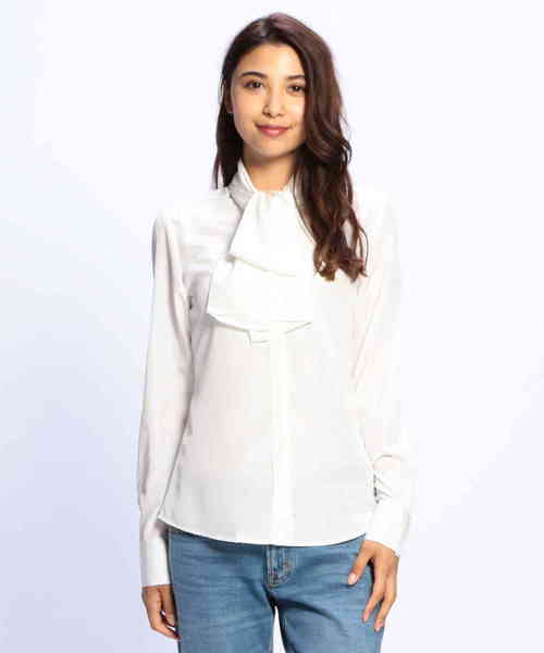 NARACAMICIE(ナラカミーチェ)の「ファインラスターサテンボウタイ長袖ブラウス(シャツ/ブラウス・レディース・ホワイト/カーキ・SMALL/MEDIUM/LARGE)」の18枚目の写真