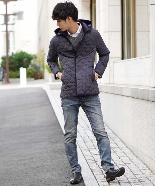 MK MICHEL KLEIN HOMME （エムケーミッシェルクランオム）の「コート／ランヘリキルト（ステンカラーコート・メンズ・ネイビー/グレー・46/48/51）」の3枚目の写真