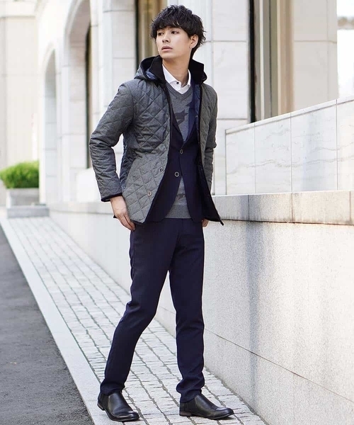 MK MICHEL KLEIN HOMME （エムケーミッシェルクランオム）の「コート／ランヘリキルト（ステンカラーコート・メンズ・ネイビー/グレー・46/48/51）」の6枚目の写真