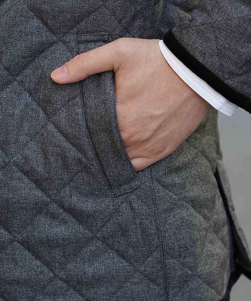 MK MICHEL KLEIN HOMME （エムケーミッシェルクランオム）の「コート／ランヘリキルト（ステンカラーコート・メンズ・ネイビー/グレー・46/48/51）」の12枚目の写真