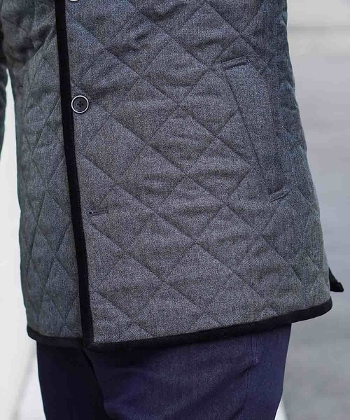 MK MICHEL KLEIN HOMME （エムケーミッシェルクランオム）の「コート／ランヘリキルト（ステンカラーコート・メンズ・ネイビー/グレー・46/48/51）」の13枚目の写真