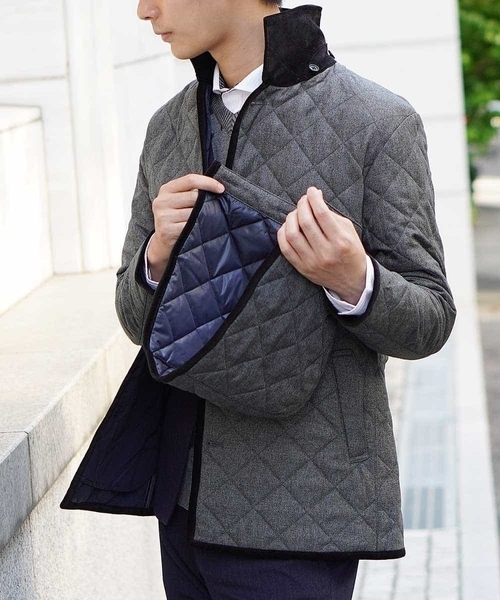 MK MICHEL KLEIN HOMME （エムケーミッシェルクランオム）の「コート／ランヘリキルト（ステンカラーコート・メンズ・ネイビー/グレー・46/48/51）」の16枚目の写真