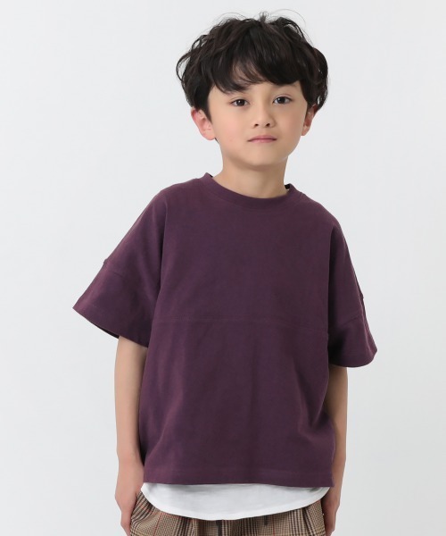 devirock（デビロック）の「バックロゴプリント半袖Tシャツ（Tシャツ/カットソー・キッズ・パープル系その他/モカ/ピンク系その他/イエロー系その他/パープル/ブルーグレー/ベージュ/ブラック/ダークオリーブ/ホワイト/ダークベージュ/ネイビー/ブルー系その他/バイオレット/グリーン系その他/グレー系その他/パープル系その他2・110cm/100cm/160cm/90cm/140cm/130cm/150cm/120cm/80ｃｍ）」の12枚目の写真