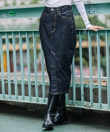 ウォッシュ10.5ozハイブリッドデニム タイトスカート