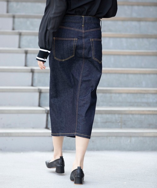 Munich(ミューニック)の「ウォッシュ10.5ozハイブリッドデニム タイトスカート(デニムスカート・レディース・ブラック/インディゴブルー・S/M/XS)」の21枚目の写真