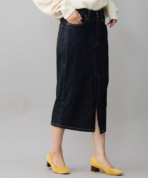 Munich(ミューニック)の「ウォッシュ10.5ozハイブリッドデニム タイトスカート(デニムスカート・レディース・ブラック/インディゴブルー・S/M/XS)」の19枚目の写真