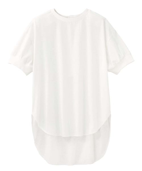 GeeRA（ジーラ）の「バックヘンリーネックチュニック（Tシャツ/カットソー・レディース・ホワイト/ブラック/ベージュ・SMALL/MEDIUM/LARGE/X-LARGE/XX-LARGE）」の4枚目の写真