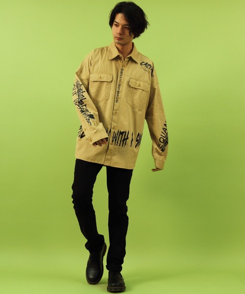 ８(eight)（エイト）の「デコレーション ビッグシャツ オーバー ビッグシルエット（シャツ/ブラウス・メンズ・ブラック/ベージュ/オリーブ/ブルー・FREE）」の7枚目の写真