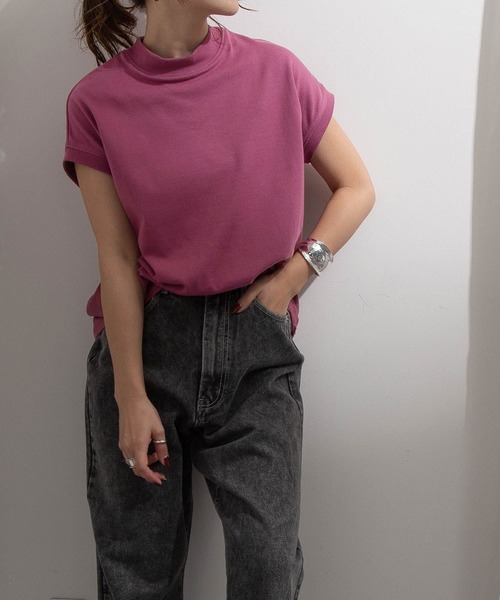 rectangle(レクタングル)の「USAコットンハイネックカットソー(Tシャツ/カットソー・レディース・オフホワイト/ピンク/グリーン/ブラック/ベージュ/モカ・FREE)」の17枚目の写真