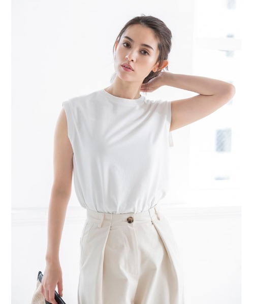fifth（フィフス）の「ノースリーブカットソー（Tシャツ/カットソー・レディース・ホワイト/グレイッシュベージュ・MEDIUM）」の2枚目の写真