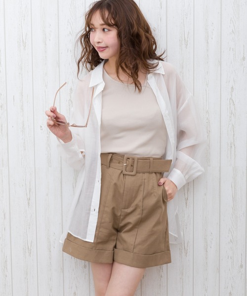 SpRay(スプレイ)の「ベルト付き綿麻ショートパンツ(その他パンツ・レディース・ブラック/モカ/ライトベージュ/レンガ・FREE)」の8枚目の写真
