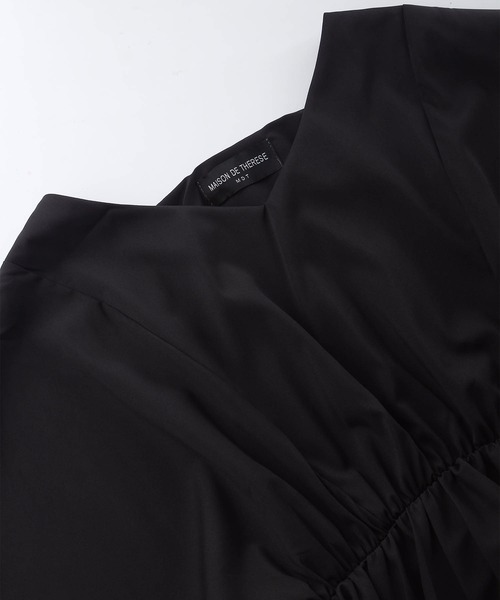 MAISON DE THERESE（メゾン ド テレーズ）の「ウエストゴム　Vネック　ロングシャツ（シャツ/ブラウス・レディース・ホワイト/ブラック/グレー・M）」の7枚目の写真