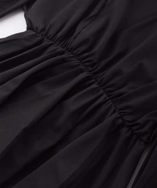 MAISON DE THERESE（メゾン ド テレーズ）の「ウエストゴム　Vネック　ロングシャツ（シャツ/ブラウス・レディース・ホワイト/ブラック/グレー・M）」の5枚目の写真