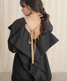 Bab | オーバーカラー配色リボンブラウス(シャツ/ブラウス)