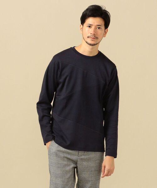 SHIPS(シップス)の「SC: ワッフル/スムース 異素材切り替え ロングスリーブ Tシャツ (ロンT)(Tシャツ/カットソー・メンズ・ベージュ/ネイビー/オフホワイト/ピンク系その他・MEDIUM/LARGE/X-LARGE/SMALL)」の1枚目の写真
