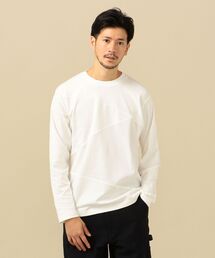 SHIPS | SC: ワッフル/スムース 異素材切り替え ロングスリーブ Tシャツ(Tシャツ/カットソー)