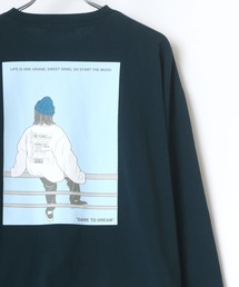 バックプリント Girl イラスト グラフィック ビッグシルエット ロングスリーブTシャツ