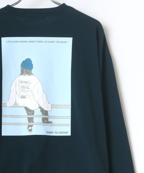 Lazar（ラザル）の「バックプリント Girl イラスト グラフィック ビッグシルエット ロングスリーブTシャツ（Tシャツ/カットソー・メンズ・ホワイト/ブラック/ミント/ホワイト系その他/ブラック系その他/ベージュ系その他/ブルーグリーン/グレイッシュベージュ/グリーン系その他2/ホワイト系その他2/ベージュ系その他3/ブラック系その他2/ベージュ系その他2/ホワイト系その他3/グリーン系その他/ブラック系その他3・LL/M/L）」の16枚目の写真