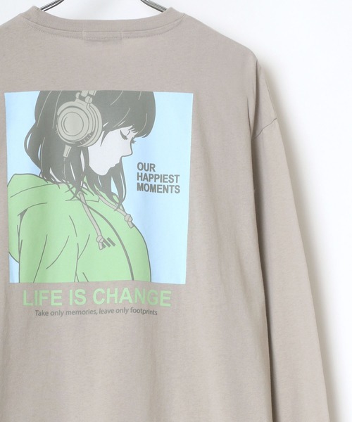 Lazar（ラザル）の「バックプリント Girl イラスト グラフィック ビッグシルエット ロングスリーブTシャツ（Tシャツ/カットソー・メンズ・ホワイト/ブラック/ミント/ホワイト系その他/ブラック系その他/ベージュ系その他/ブルーグリーン/グレイッシュベージュ/グリーン系その他2/ホワイト系その他2/ベージュ系その他3/ブラック系その他2/ベージュ系その他2/ホワイト系その他3/グリーン系その他/ブラック系その他3・LL/M/L）」の10枚目の写真