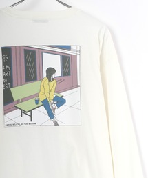 バックプリント Girl イラスト グラフィック ビッグシルエット ロングスリーブTシャツ