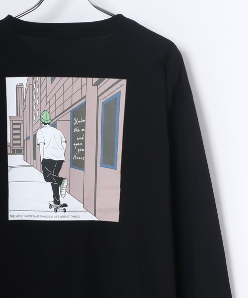 Lazar（ラザル）の「バックプリント Girl イラスト グラフィック ビッグシルエット ロングスリーブTシャツ（Tシャツ/カットソー・メンズ・ホワイト/ブラック/ミント/ホワイト系その他/ブラック系その他/ベージュ系その他/ブルーグリーン/グレイッシュベージュ/グリーン系その他2/ホワイト系その他2/ベージュ系その他3/ブラック系その他2/ベージュ系その他2/ホワイト系その他3/グリーン系その他/ブラック系その他3・LL/M/L）」の8枚目の写真