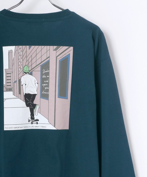 Lazar（ラザル）の「バックプリント Girl イラスト グラフィック ビッグシルエット ロングスリーブTシャツ（Tシャツ/カットソー・メンズ・ホワイト/ブラック/ミント/ホワイト系その他/ブラック系その他/ベージュ系その他/ブルーグリーン/グレイッシュベージュ/グリーン系その他2/ホワイト系その他2/ベージュ系その他3/ブラック系その他2/ベージュ系その他2/ホワイト系その他3/グリーン系その他/ブラック系その他3・LL/M/L）」の15枚目の写真